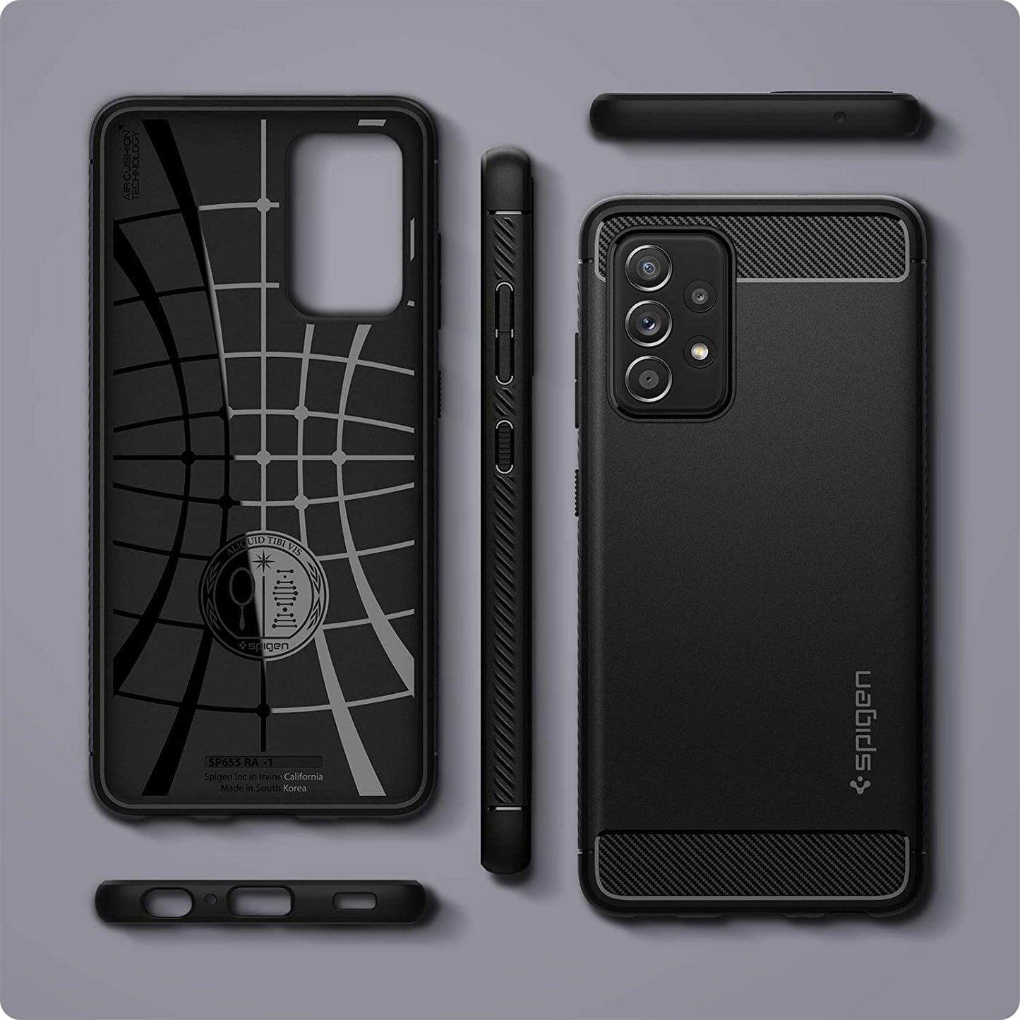 Spigen Rugged Armor Matte Black Case - For Samsung Galaxy A52s 5G / A52 5G / A52 - mosaccessories