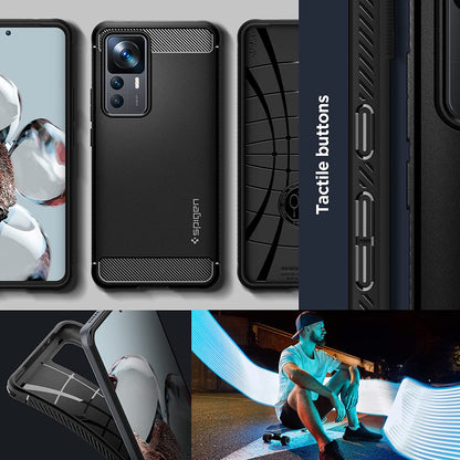 Spigen Rugged Armor Matte Black Case - For Xiaomi 12T / 12T Pro