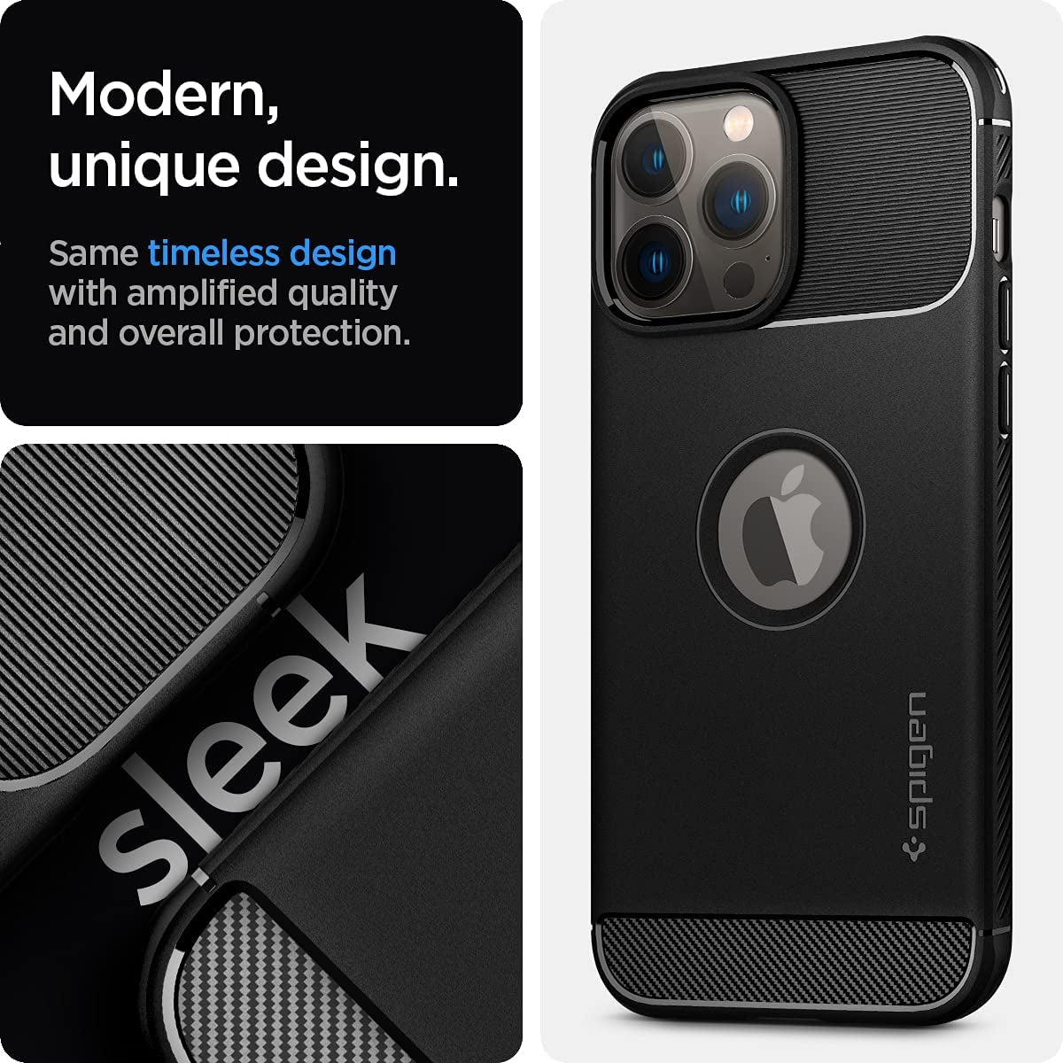 Spigen Rugged Armor Matte Black Case - For iPhone 13 Pro Max - mosaccessories