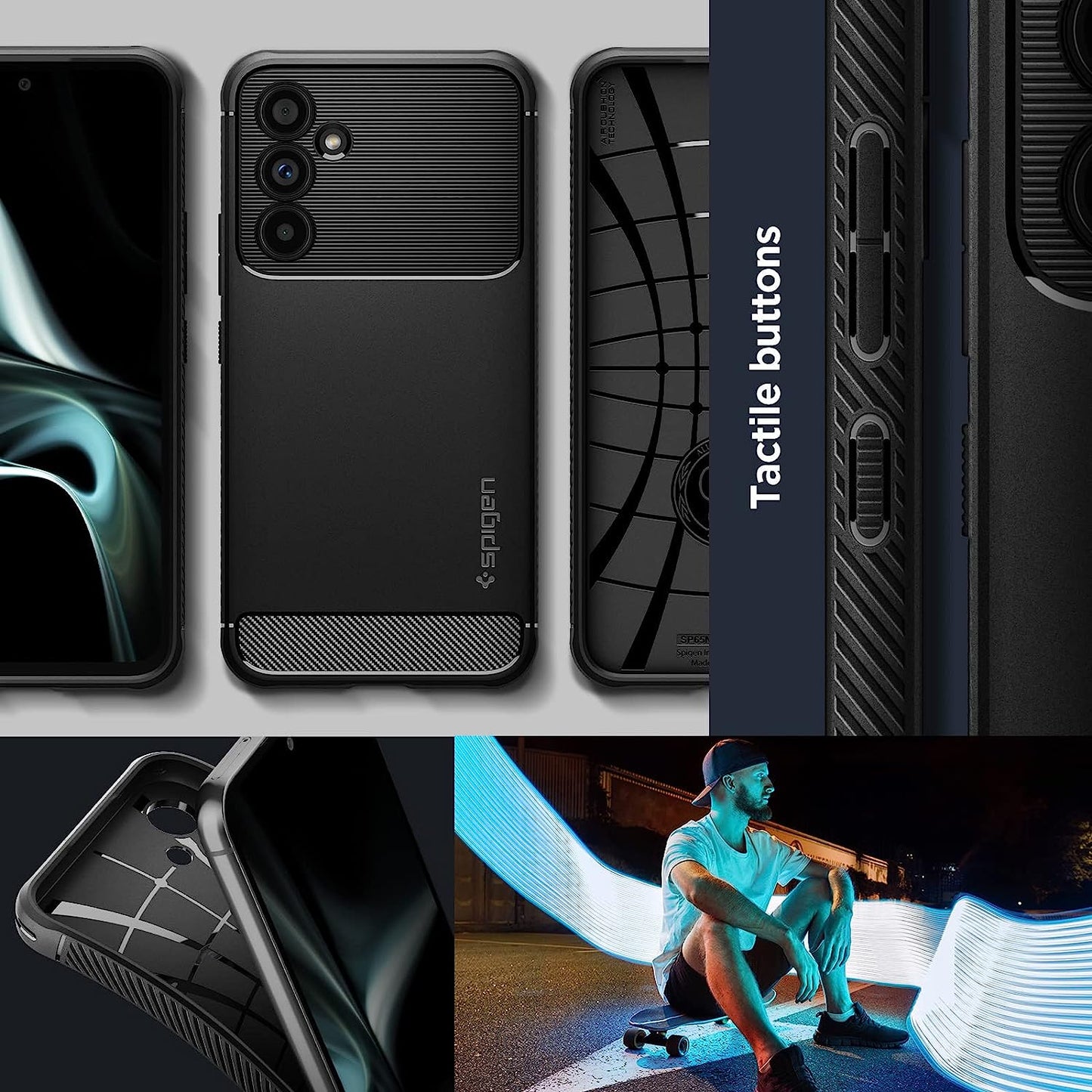 Spigen Rugged Armor Matte Black Case - For Samsung Galaxy A54
