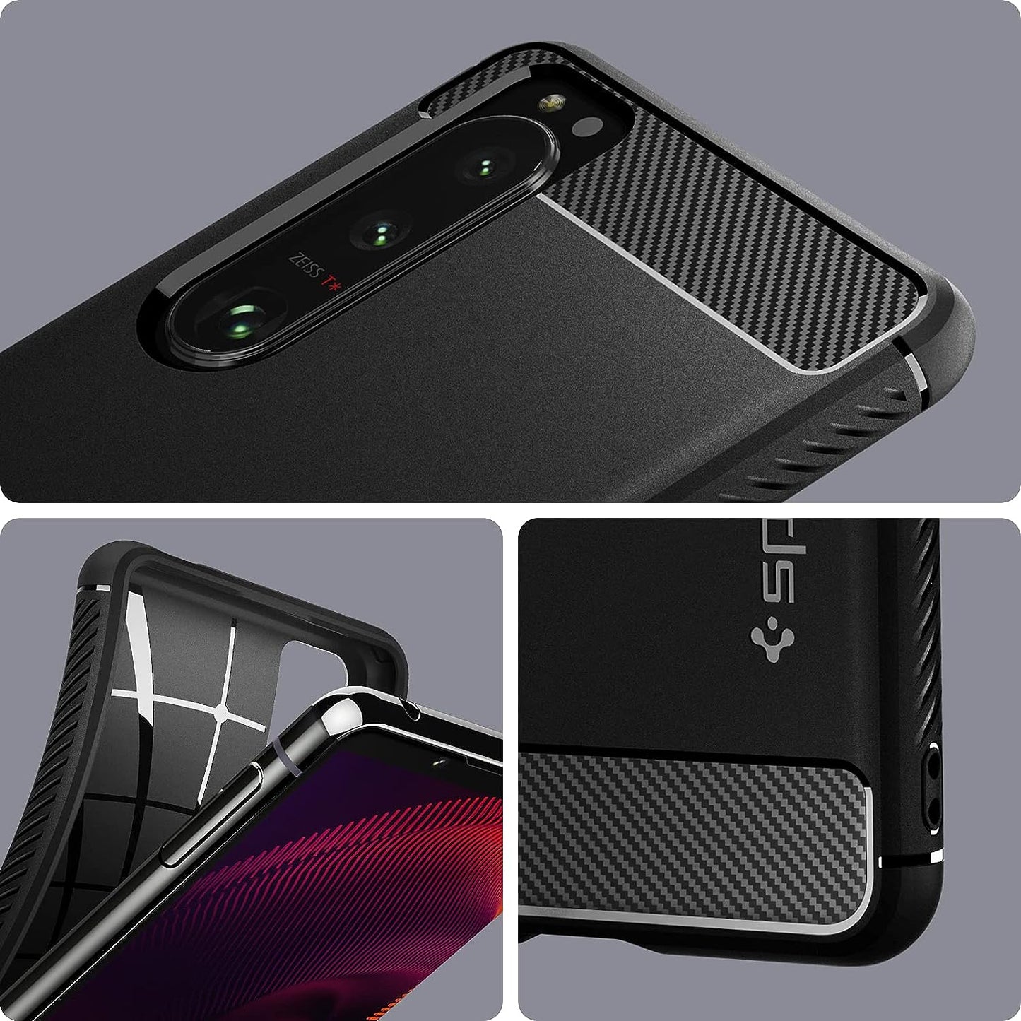 Spigen Rugged Armor Matte Black Case - For Sony Xperia 5 III - mosaccessories