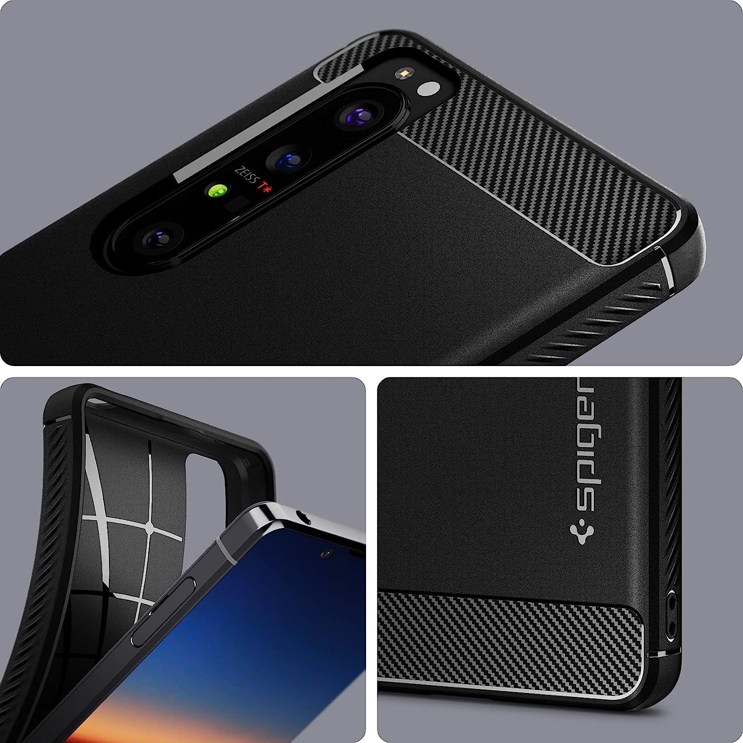 Spigen Rugged Armor Matte Black Case - For Sony Xperia 1 III - mosaccessories