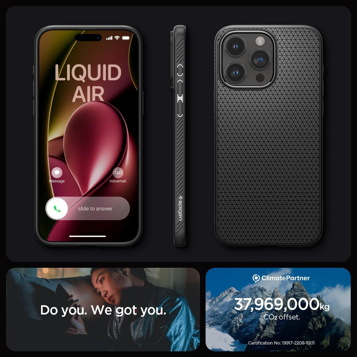 Spigen Liquid Air Matte Black Case - For iPhone 15 Pro Max - mosaccessories