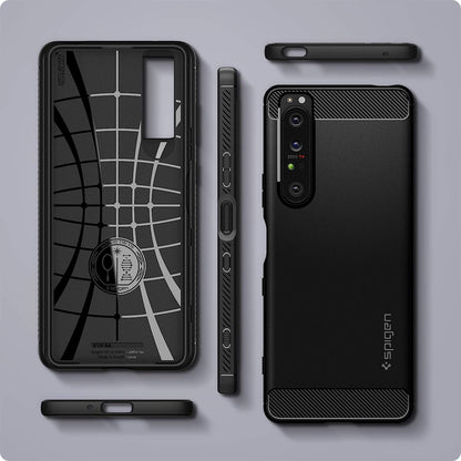 Spigen Rugged Armor Matte Black Case - For Sony Xperia 1 III - mosaccessories