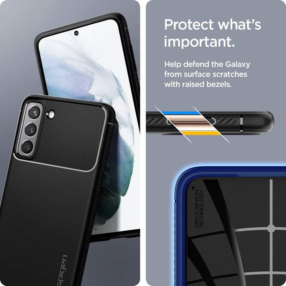 Spigen Rugged Armor Matte Black Case - For Samsung Galaxy S21 - mosaccessories