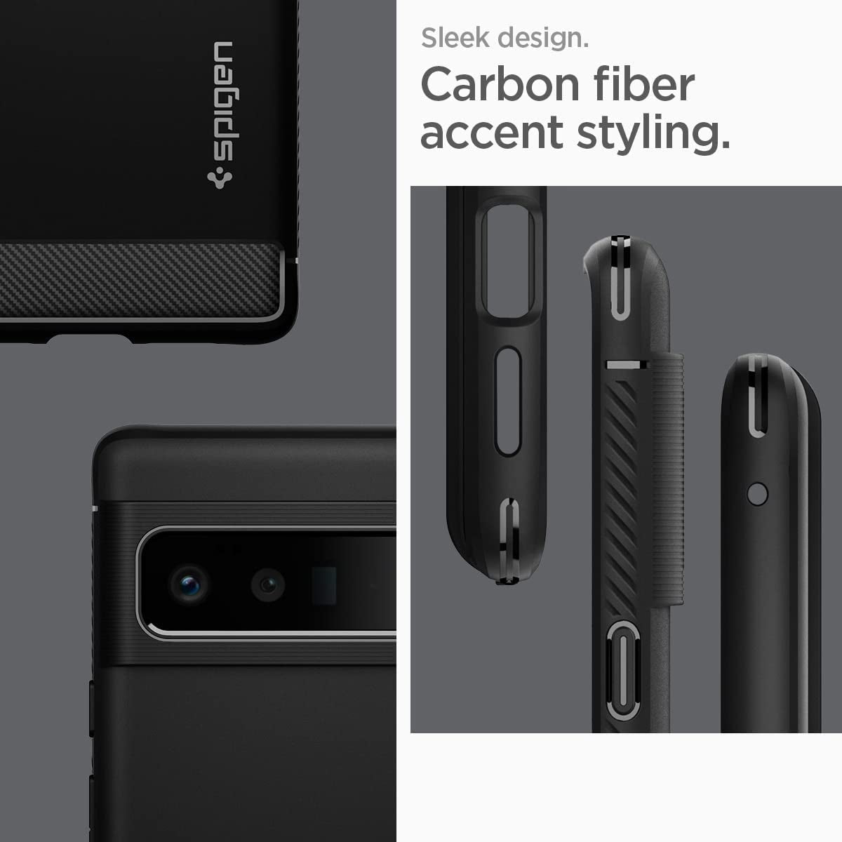 Spigen Rugged Armor Matte Black Case - For Google Pixel 6 Pro - mosaccessories