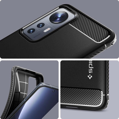 Spigen Rugged Armor Matte Black Case - For Xiaomi 12 / 12X - mosaccessories