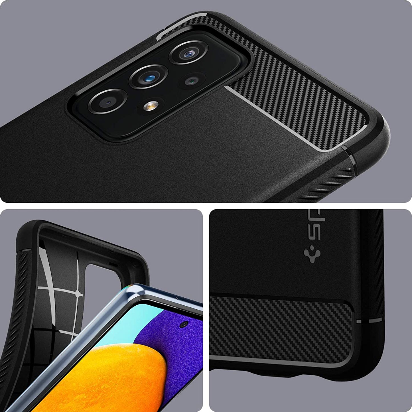 Spigen Rugged Armor Matte Black Case - For Samsung Galaxy A52s 5G / A52 5G / A52 - mosaccessories