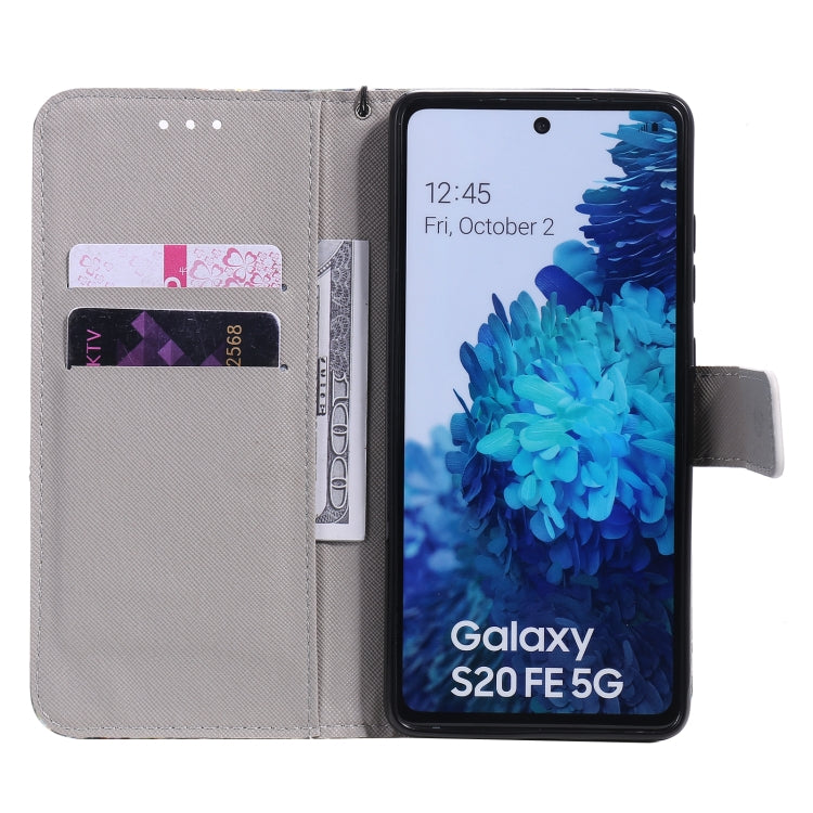 3D Painting Flip Leather Case with Card Slot & Lanyard (Black Butterflies) - For Samsung Galaxy S20 FE - mosaccessories