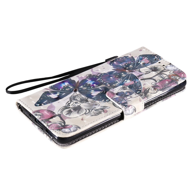 3D Painting Flip Leather Case with Card Slot & Lanyard (Black Butterflies) - For Samsung Galaxy S20 FE - mosaccessories