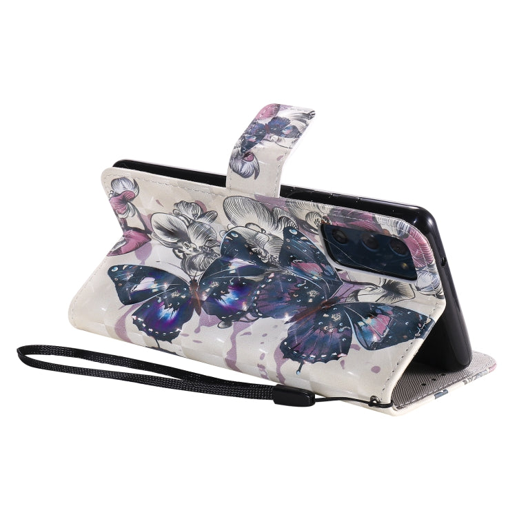 3D Painting Flip Leather Case with Card Slot & Lanyard (Black Butterflies) - For Samsung Galaxy S20 FE - mosaccessories