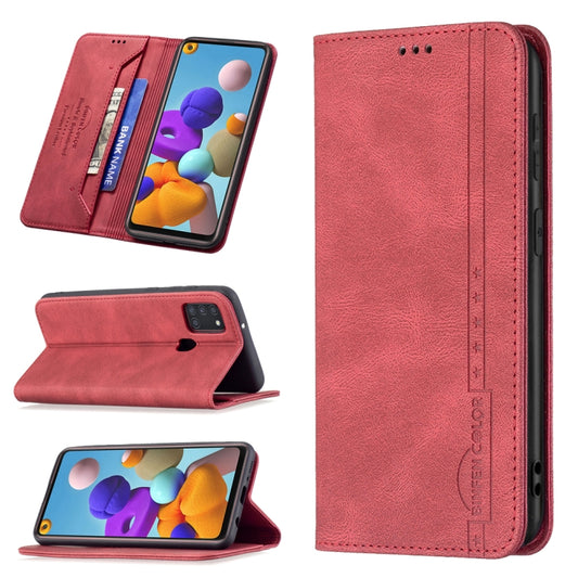 Magnetic RFID Blocking Anti-Theft PU Leather Wallet Case - For Samsung Galaxy A21s - mosaccessories