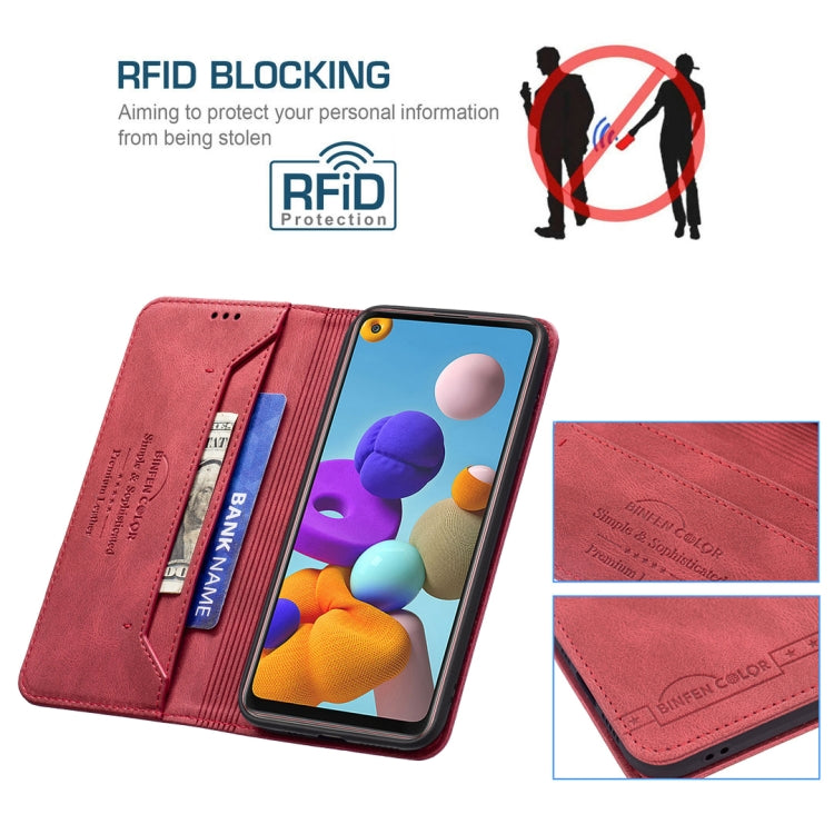 Magnetic RFID Blocking Anti-Theft PU Leather Wallet Case - For Samsung Galaxy A21s - mosaccessories