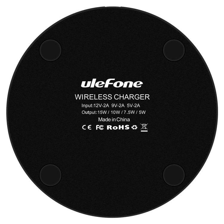 Ulefone UF005 15W Round Fast Charging Black Qi Wireless Charger Pad - MosAccessories.co.uk