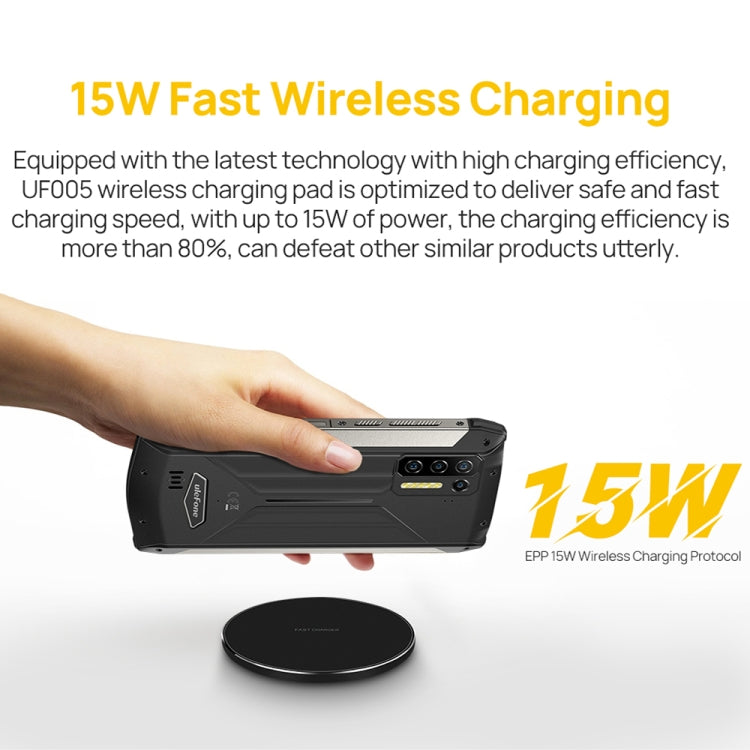 Ulefone UF005 15W Round Fast Charging Black Qi Wireless Charger Pad - MosAccessories.co.uk