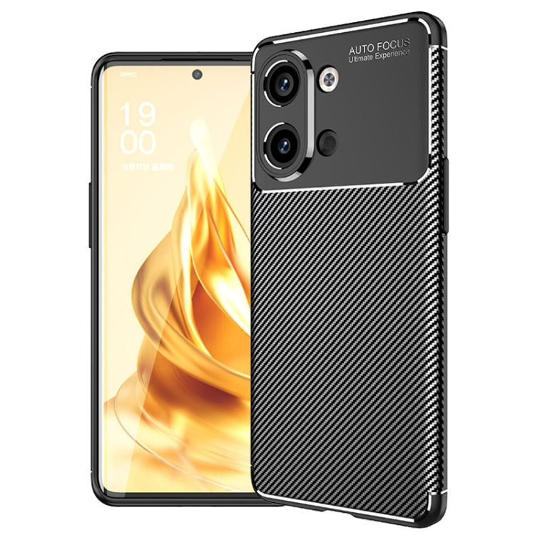 Carbon Fiber Texture Shockproof TPU Black Case - For Oppo Reno9 / Reno9 Pro - mosaccessories