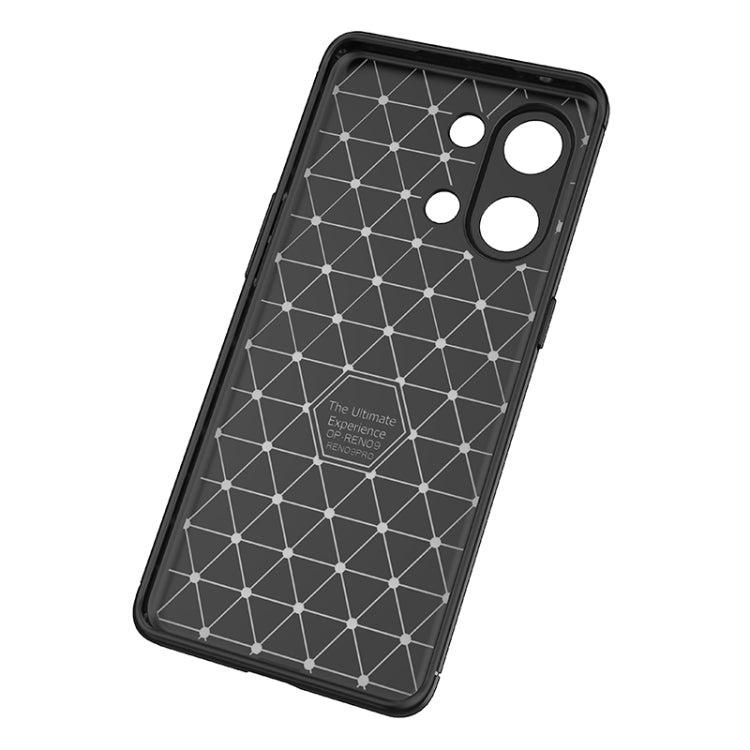 Carbon Fiber Texture Shockproof TPU Black Case - For Oppo Reno9 / Reno9 Pro - mosaccessories