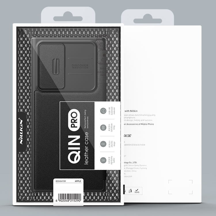 Nillkin Qin Pro Leather + Cloth Flip Case - For Samsung Galaxy S23 - mosaccessories