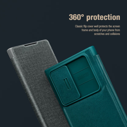 Nillkin Qin Pro Leather + Cloth Flip Case - For Samsung Galaxy S23 Ultra - mosaccessories