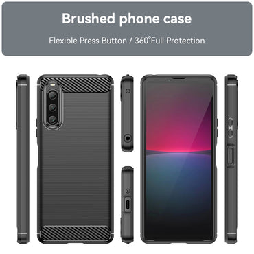 Brushed Texture Carbon Fiber TPU Phone Case - For Sony Xperia 10 V - mosaccessories