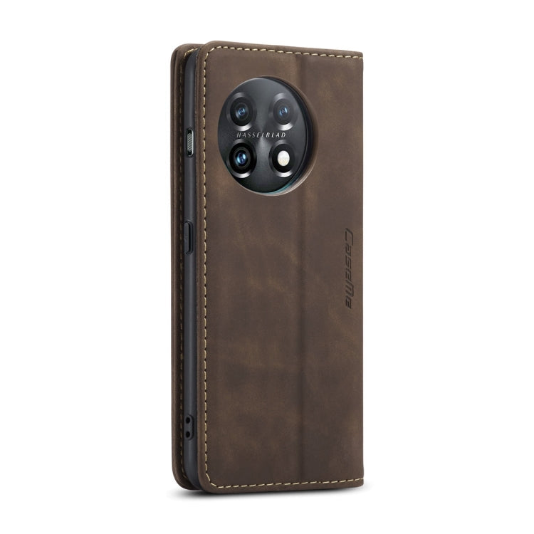 CaseMe Multifunctional Horizontal Flip Leather Coffee Case - For OnePlus 11 - mosaccessories