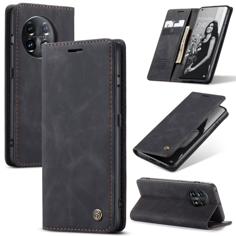 CaseMe Multifunctional Horizontal Flip Leather Black Case - For OnePlus 11 - mosaccessories