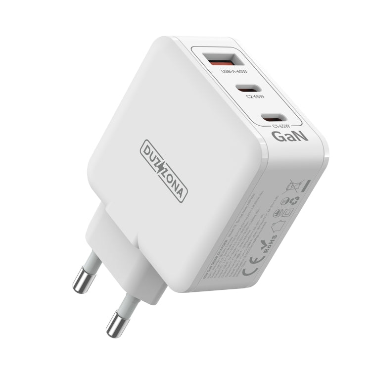 DUZZONA T9 65W Dual USB-C + USB White Mains Fast Charger (EU Plug) - mosaccessories