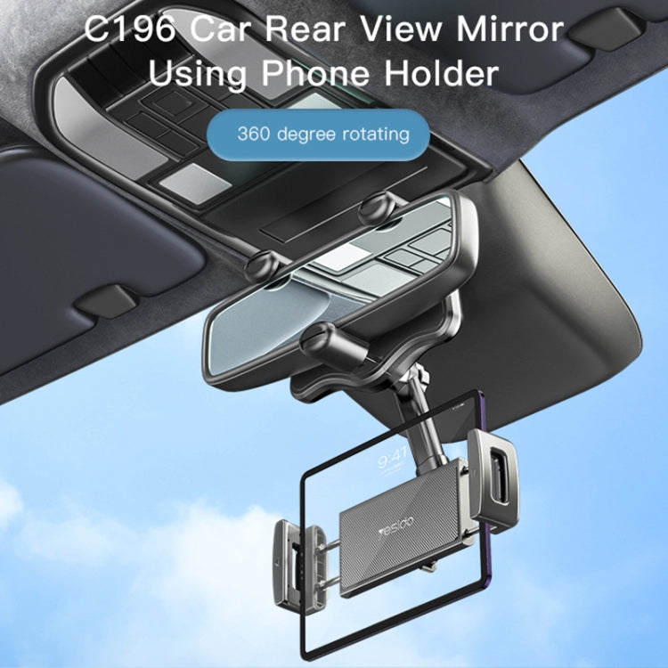 Yesido C196 In Car Black Phone Holder For Rear View Mirror at MosAccessories
