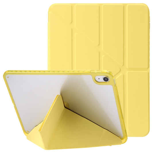 Clear Acrylic Deformation Leather iPad Case (Yellow) - For iPad 10th Gen 10.9 (2022) - mosaccessories
