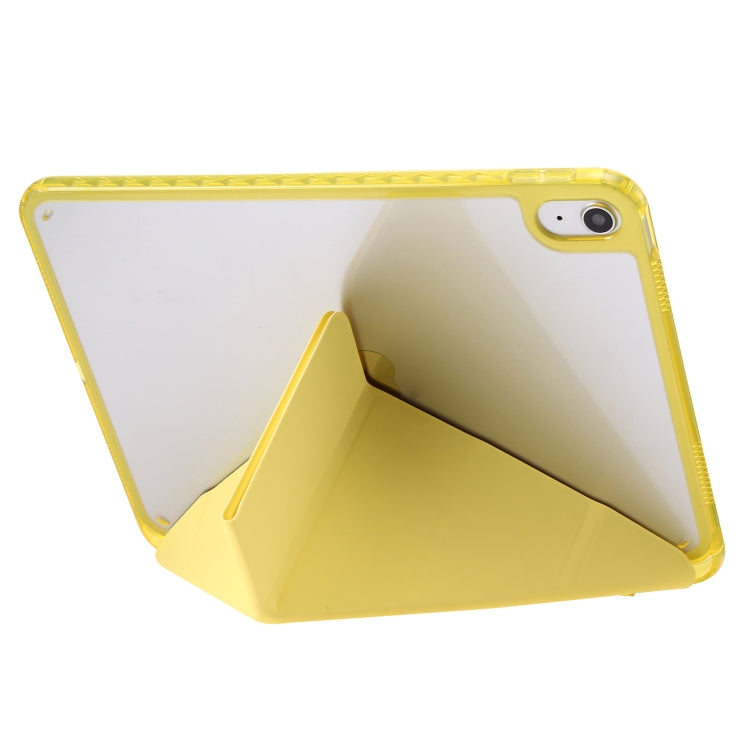 Clear Acrylic Deformation Leather iPad Case (Yellow) - For iPad 10th Gen 10.9 (2022) - mosaccessories