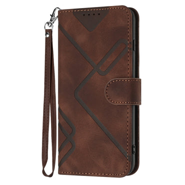 Line Pattern Skin Feel Leather Flip Phone Case - For Samsung Galaxy S23 Ultra - mosaccessories