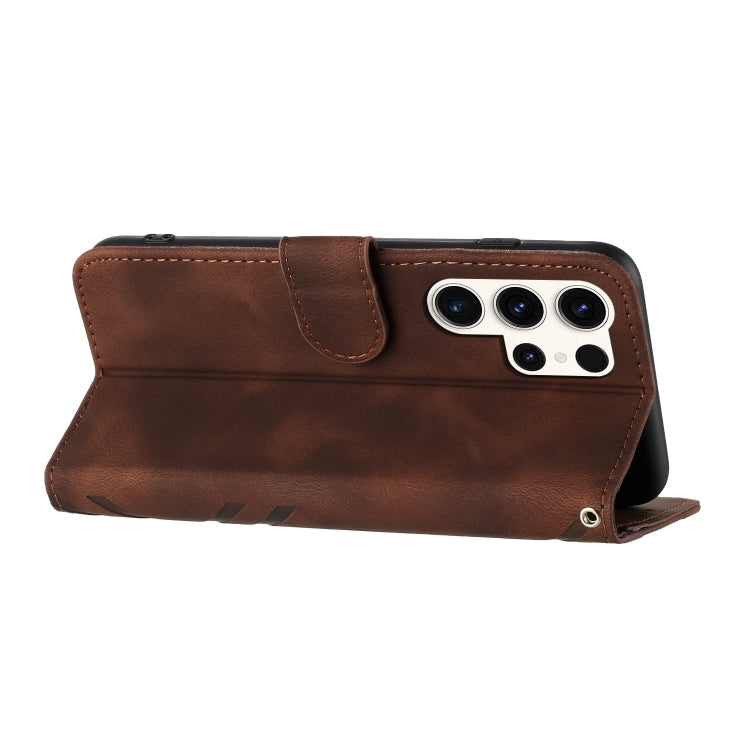 Line Pattern Skin Feel Leather Flip Phone Case - For Samsung Galaxy S23 Ultra - mosaccessories