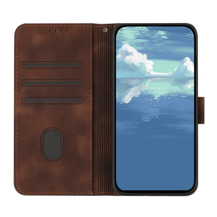 Line Pattern Skin Feel Leather Flip Phone Case - For Samsung Galaxy S23 Ultra - mosaccessories