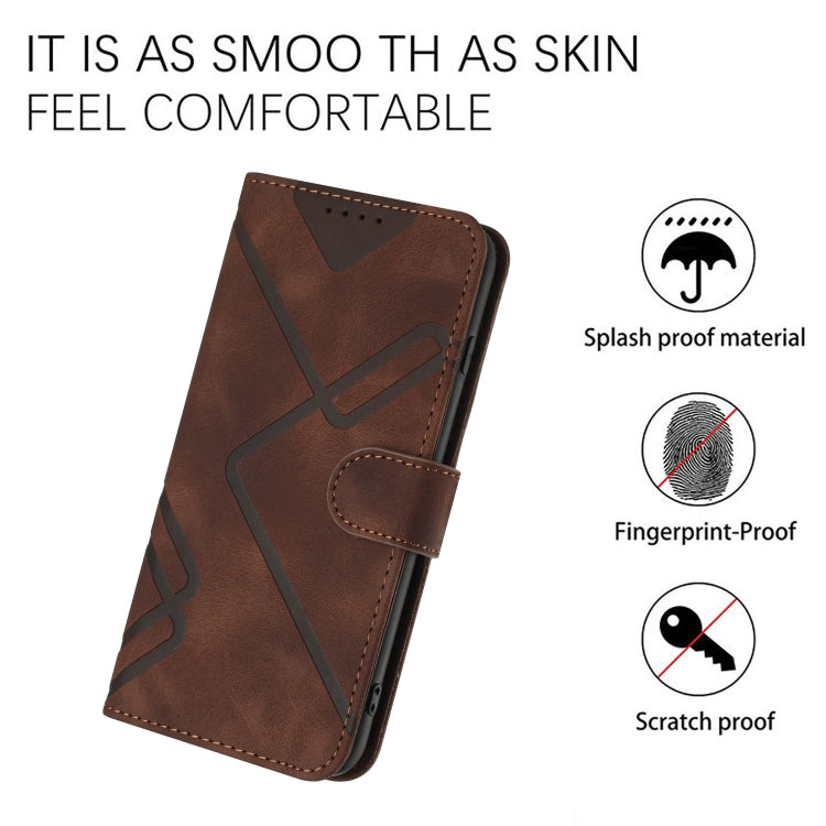 Line Pattern Skin Feel Leather Flip Phone Case - For Samsung Galaxy S23 Ultra - mosaccessories