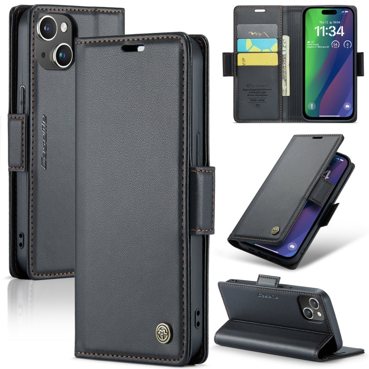 CaseMe Butterfly Buckle Litchi Texture RFID Anti-theft Wallet Case - For iPhone 15 Plus - mosaccessories