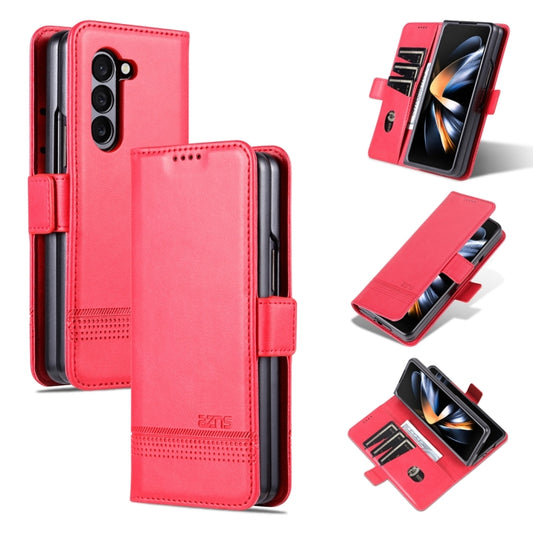 AZNS Magnetic Calf Texture PU Leather Wallet Case - For Samsung Galaxy Z Fold5 - mosaccessories