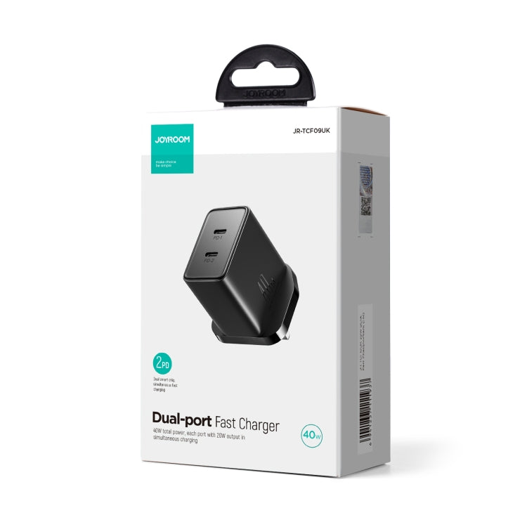 JOYROOM TCF09 40W Dual USB-C 2PD Mini Intelligent Fast Charger (UK Plug) - mosaccessories