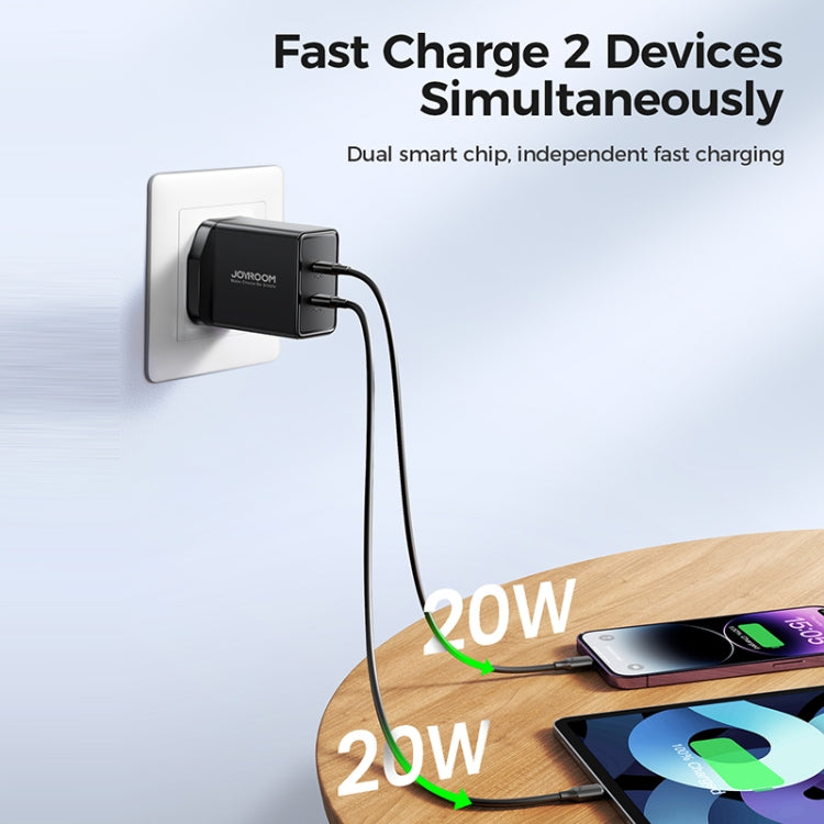 JOYROOM TCF09 40W Dual USB-C 2PD Mini Intelligent Fast Charger (UK Plug) - mosaccessories