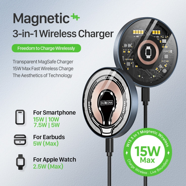 DUZZONA W13 15W Transparent MagSafe Magnetic Suction Wireless Charger - mosaccessories