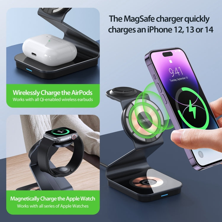 DUZZONA W15 15W 3 in 1 Transparent Magnetic Suction Wireless Charging Stand - mosaccessories