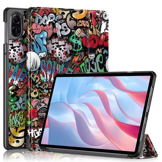 Graffiti Design 3-Fold PU Leather Tablet Case - For Honor Pad X9 / X8 Pro - mosaccessories