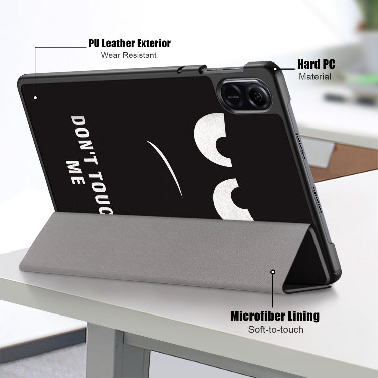 Don't Touch Me Design 3-Fold PU Leather Black Tablet Case - For Honor Pad X9 / X8 Pro - mosaccessories