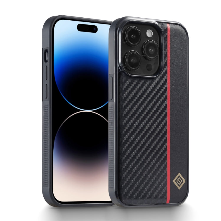 LC.IMEEKE 3 in 1 Carbon Fiber Texture Shockproof Black Case - For iPhone 14 Pro - mosaccessories