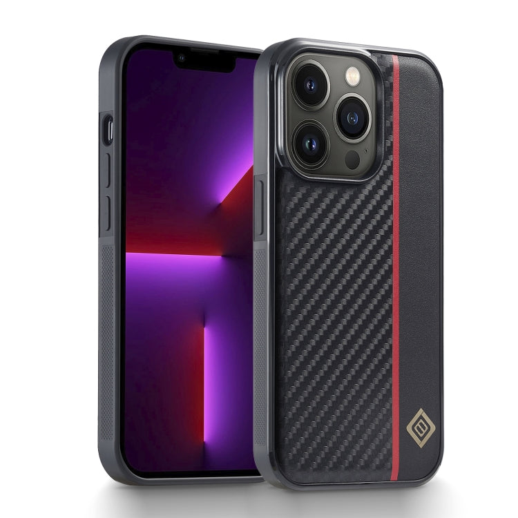 LC.IMEEKE 3 in 1 Carbon Fiber Texture Shockproof Black Case - For iPhone 13 Pro - mosaccessories
