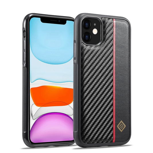 LC.IMEEKE 3 in 1 Carbon Fiber Texture Shockproof Black Case - For iPhone 11 - mosaccessories