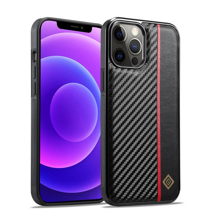 LC.IMEEKE 3 in 1 Carbon Fiber Texture Shockproof Black Case - For iPhone 12 Pro - mosaccessories