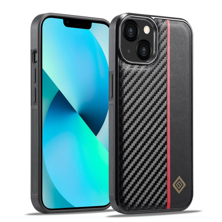 LC.IMEEKE 3 in 1 Carbon Fiber Texture Shockproof Black Case - For iPhone 13 - mosaccessories