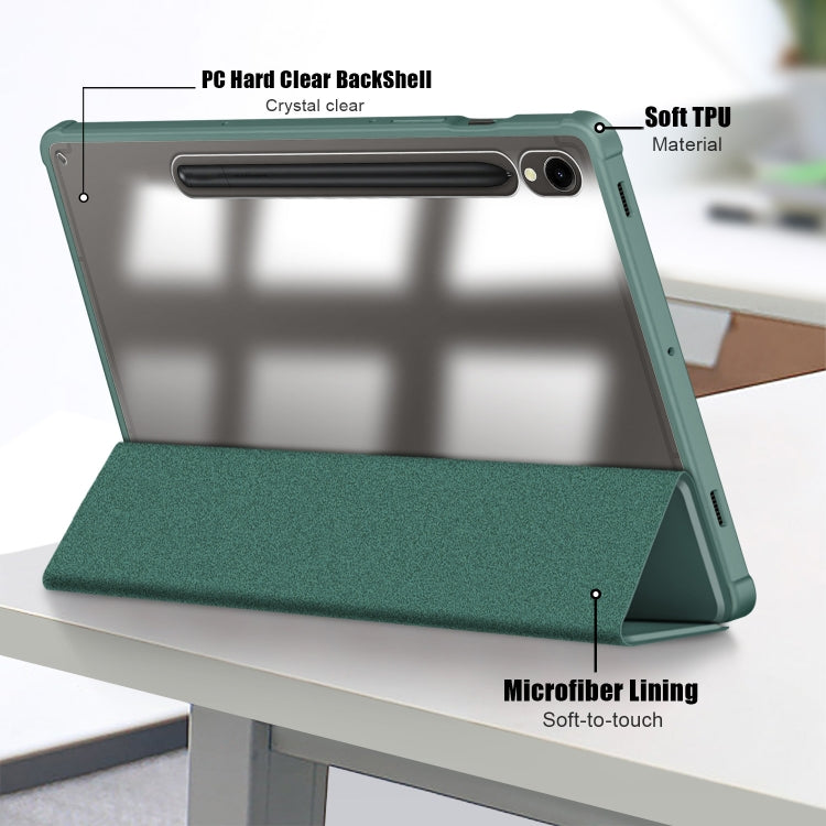 Acrylic 3-folding Smart Leather Tablet Case - For Samsung Galaxy Tab S9 - mosaccessories