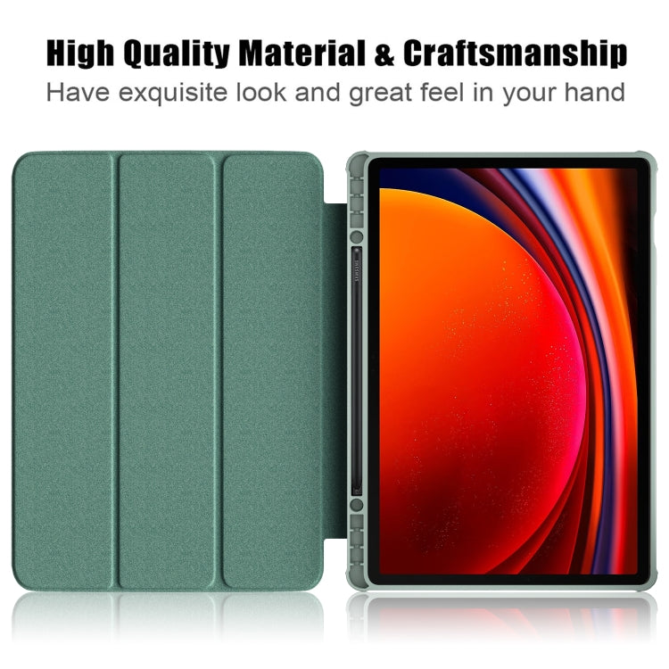Acrylic 3-folding Smart Leather Tablet Case - For Samsung Galaxy Tab S9+ - mosaccessories