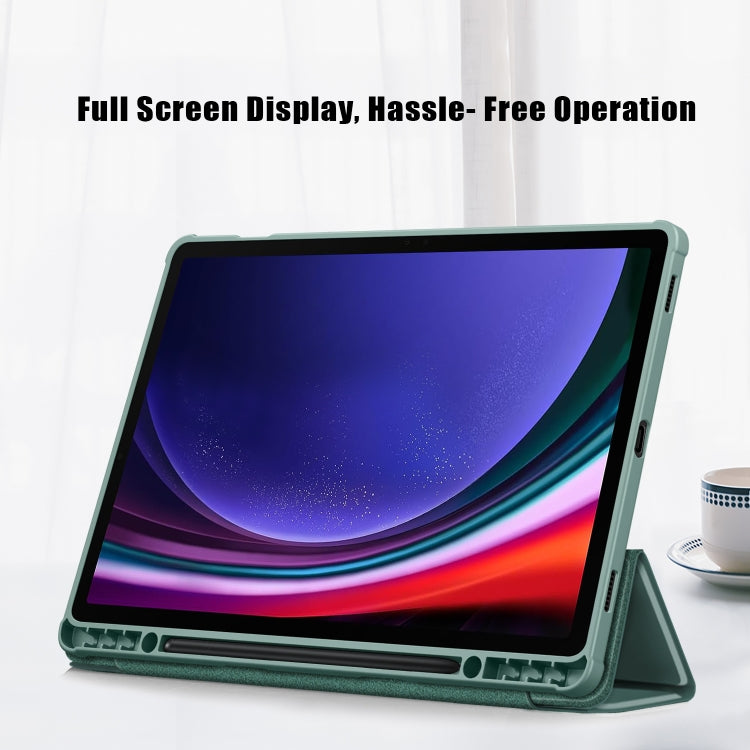 Acrylic 3-folding Smart Leather Tablet Case - For Samsung Galaxy Tab S9+ - mosaccessories